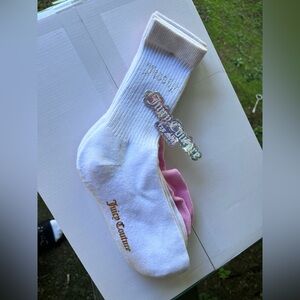 Juicy Couture White and Pink Casual Socks